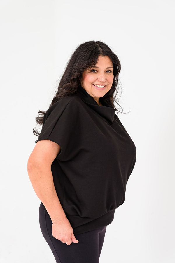 Escape Cowl Neck, Cap Sleeve Top