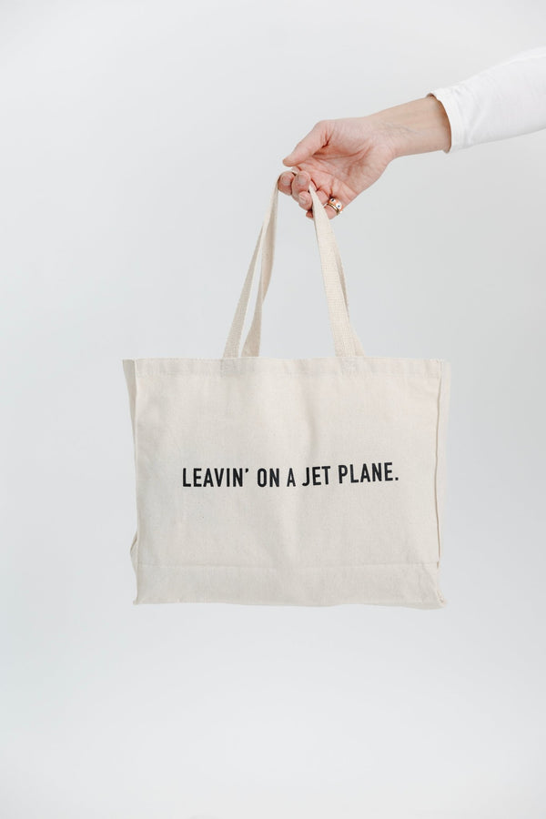 Large Canvas Tote - Leavin' on a Jet Plane