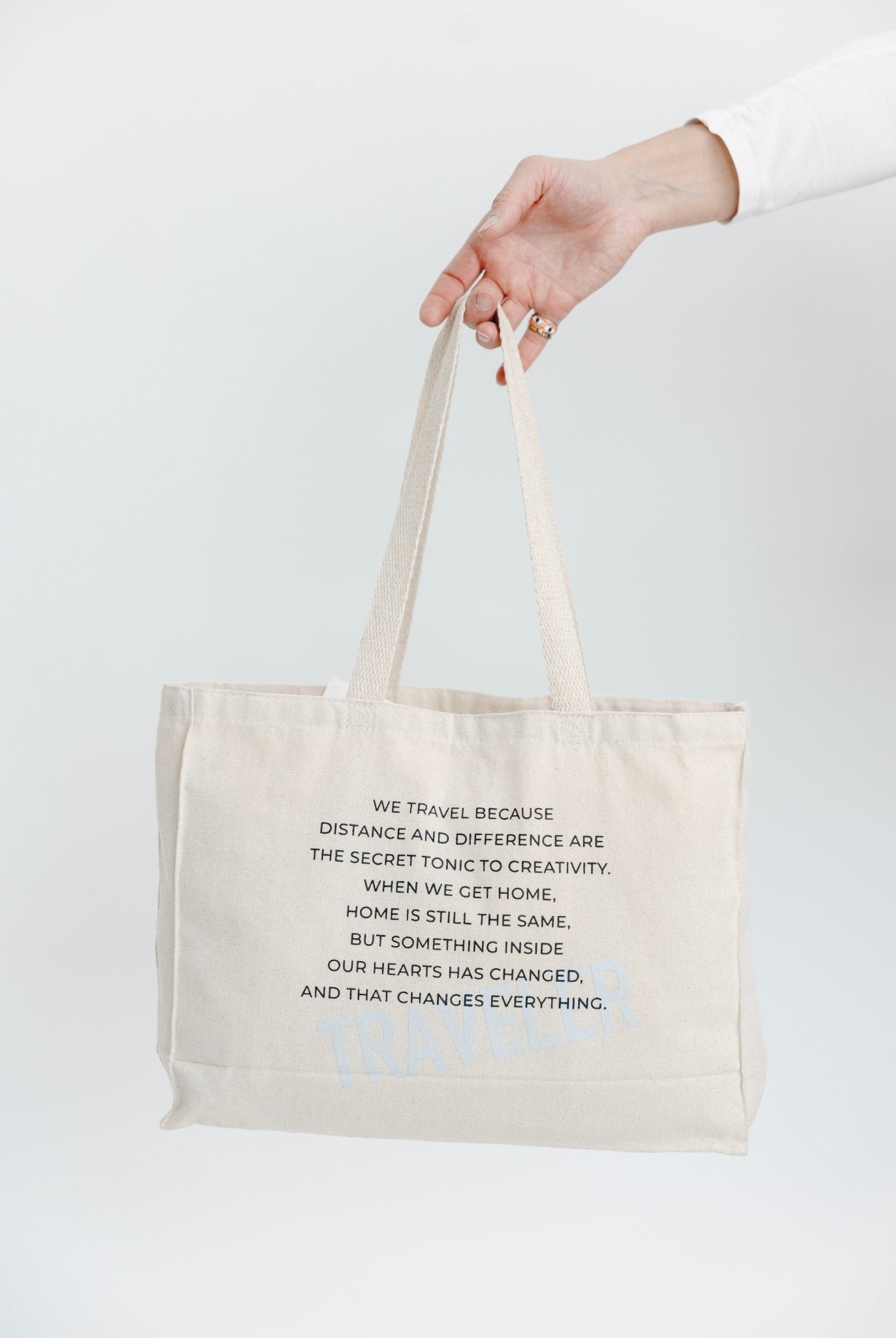 Large Canvas Tote - We Travel Because - UrbanUndercover